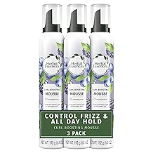 Herbal Essences Curl Boosting Mousse, Frizz Control for Curly & Wavy Hair, Long-Lasting Hold with Berry Scent, Paraben & Dye-Free, Cruelty-Free, 6.8 Fl Oz Each, 3 Pack