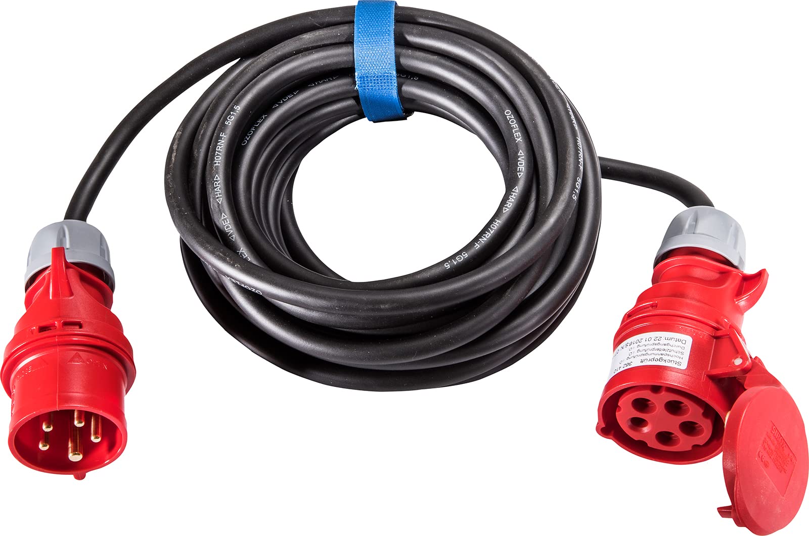 SIROX® Przedłużacz CEE, 16 A, H07RN-F, kolor przewodu, czarny, przekrój 5 x 2,5 mm², długość 25 m, falownik fazowy nie