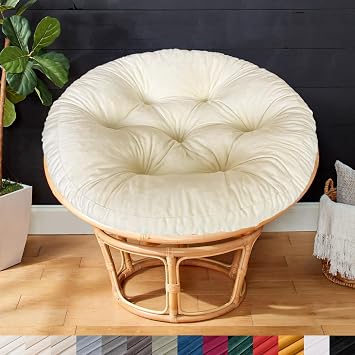19.7in Papasan Round Chair Cushion Without Chair, 2.4in Thickened Soft Velvet Seat Cushion, Hanging Swing Comfortable Cushion for Outdoor and Indoor Garden or Patio, Washable Patio Chair Mat-1#