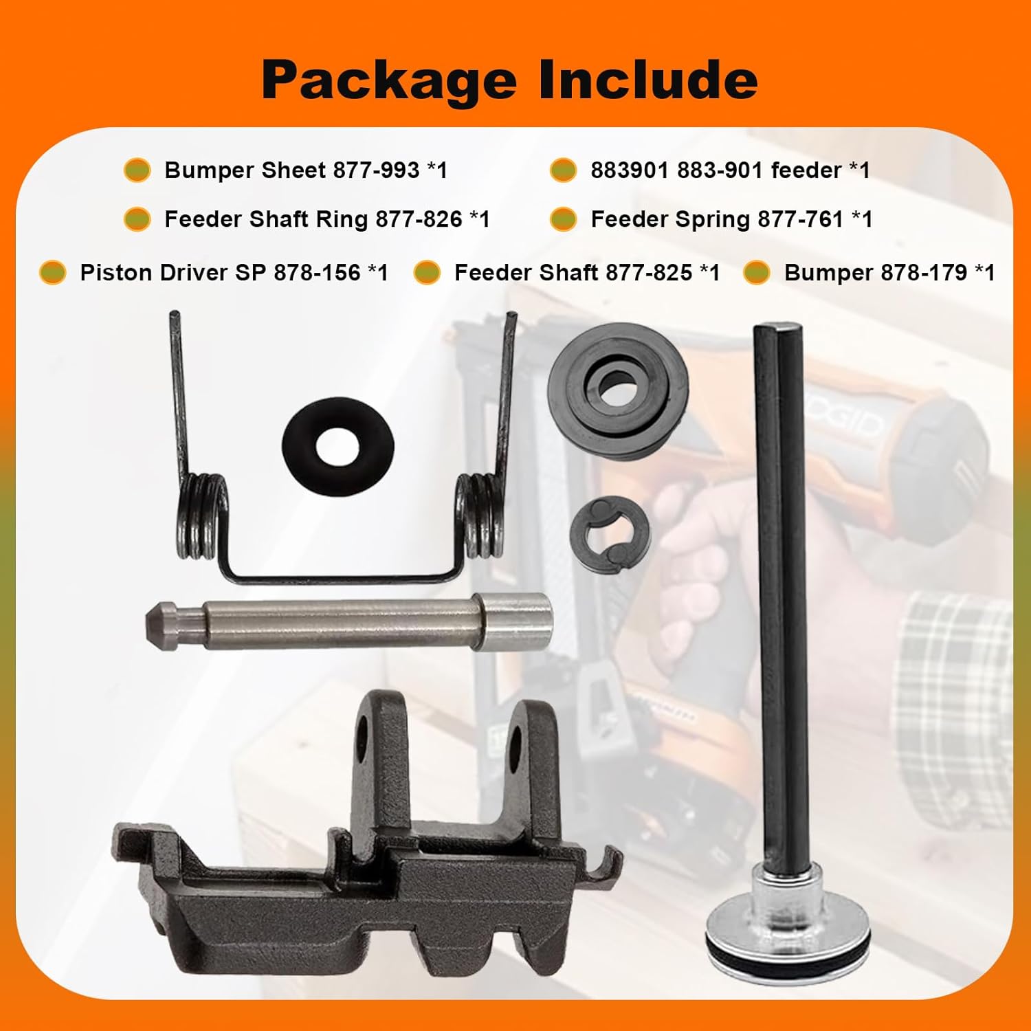 878-156 877-993 877-761 878-179 883901 883-901 feeder Set Aftermarket Piston Driver, Feeder Spring, Piston Bumper, Fit for NV45AB2 NV45AB Framing Nailer Parts Kit