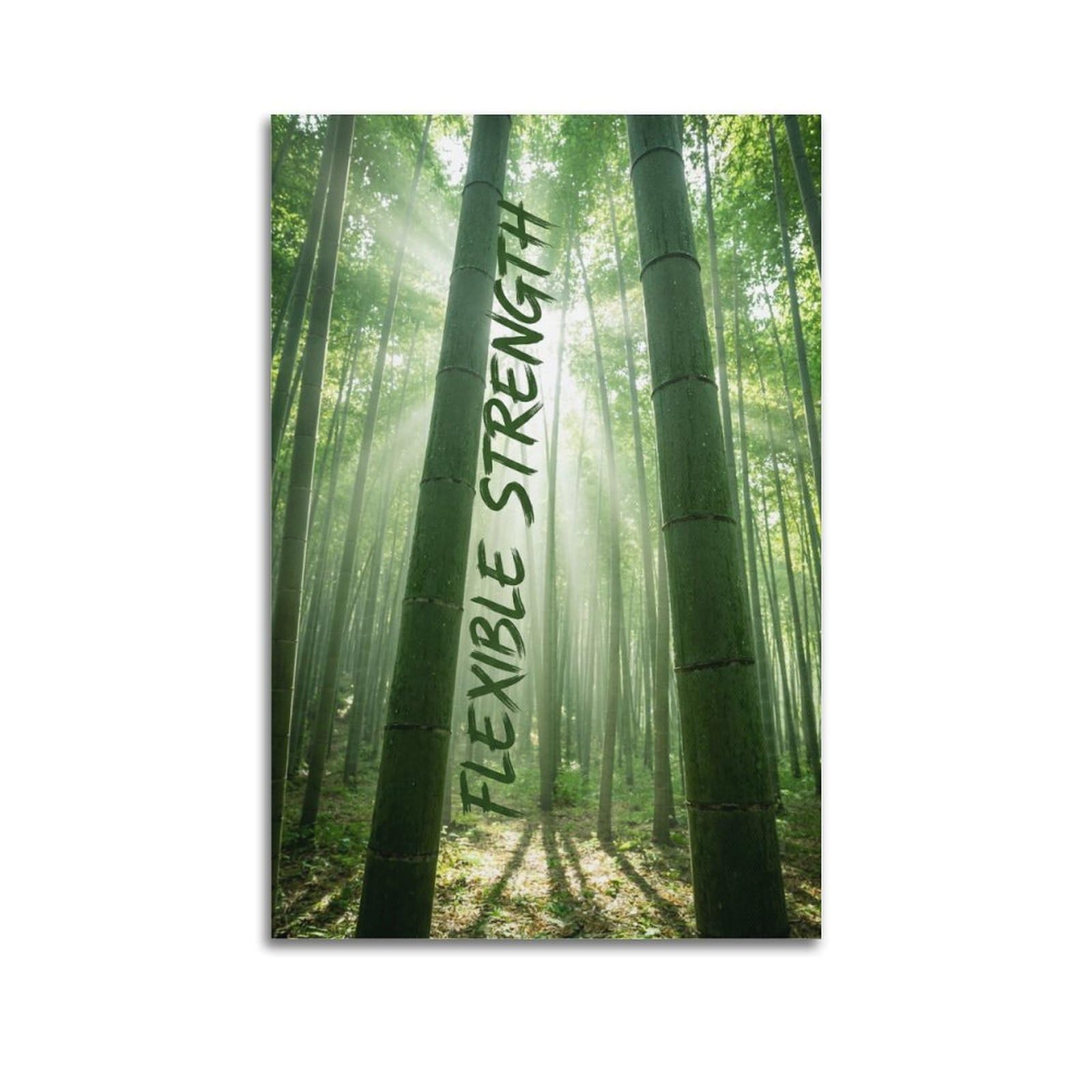 XKUGA Zen Bamboo Forest Poster Flexible Strength Meditation Modern Decorative Canvas Prints - Ideal Wall Art for Family, Man Cave, Game Room, Boys & Girls Bedroom 20x30inch(50x75cm)
