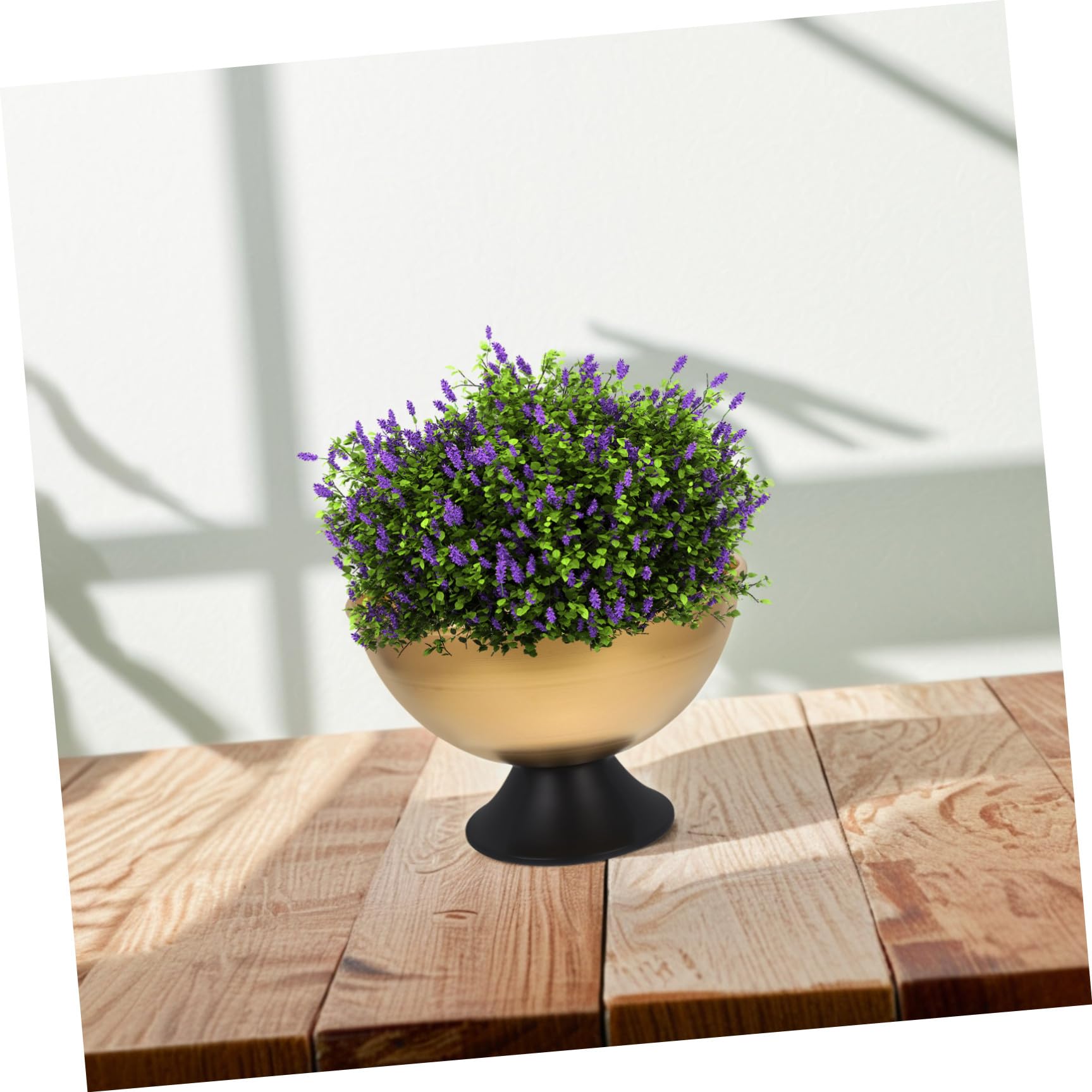 Goldene Metallschüssel mit Fuß aus Eisen, Breite Öffnung für Blumen | Elegantes Design, Schalenförmig für Tischdeko und Hochzeitsfeiern, 1 Stück