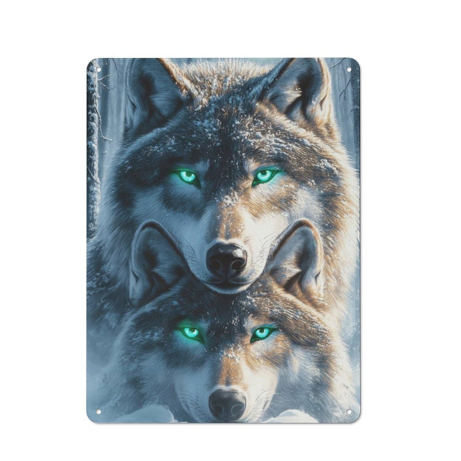 Junmoney Wolf Mother And Cub Tin Wall Plaque 40X30cm With For Bar Or Restaurant, Housewarming Present For People Styling Bar And Restaurant