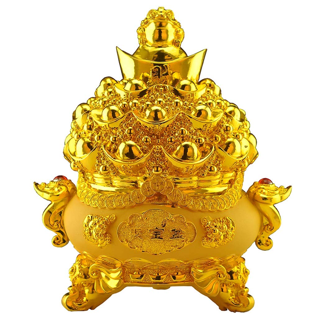 BHGFYXBS Statues Ornament Lucky Cornucopia Ornaments Gold Ingot Piggy Bank Traditional Chinese Feng Shui Decor Fortune Wealth Prosperity Decorative Statue Feng Shui Decoration,size_name-M
