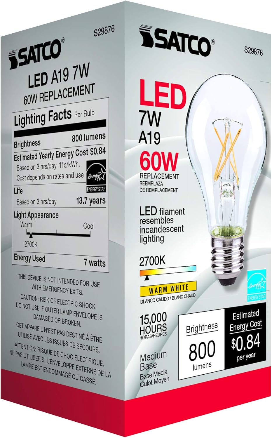 Satco S29876 Light Bulb, 3000K, Clear