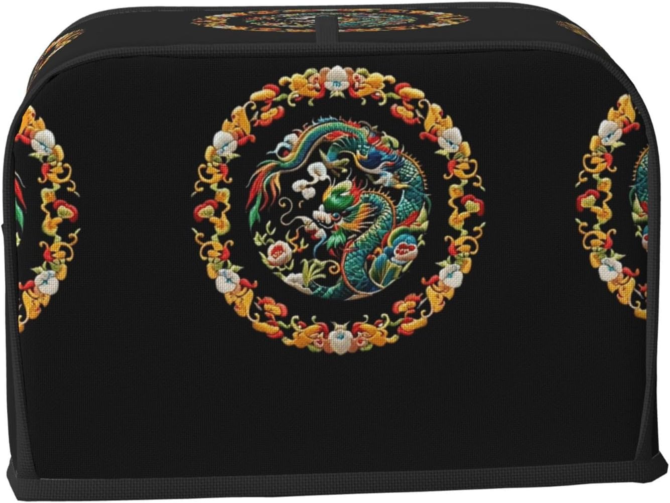 Dragon pattern Toaster Cover 2 Slice, Waterproof Bread Machine Covers with Pockets Universal Size Kitchen Small Appliance Cover with Handle, Dust and Fingerprint Protection
