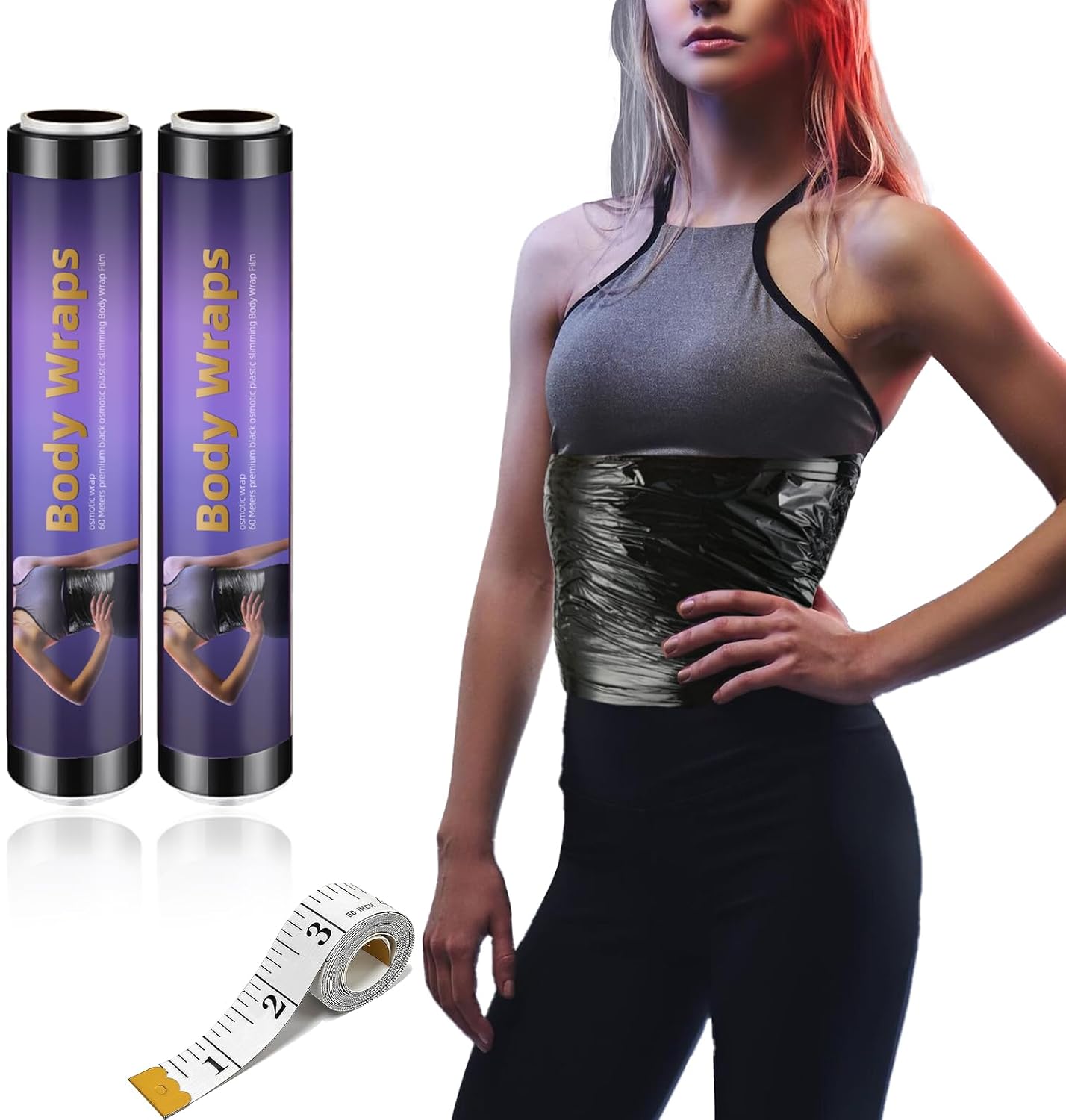 Black Osmotic Plastic Body Wrap Sweat Enhancer Film 60m