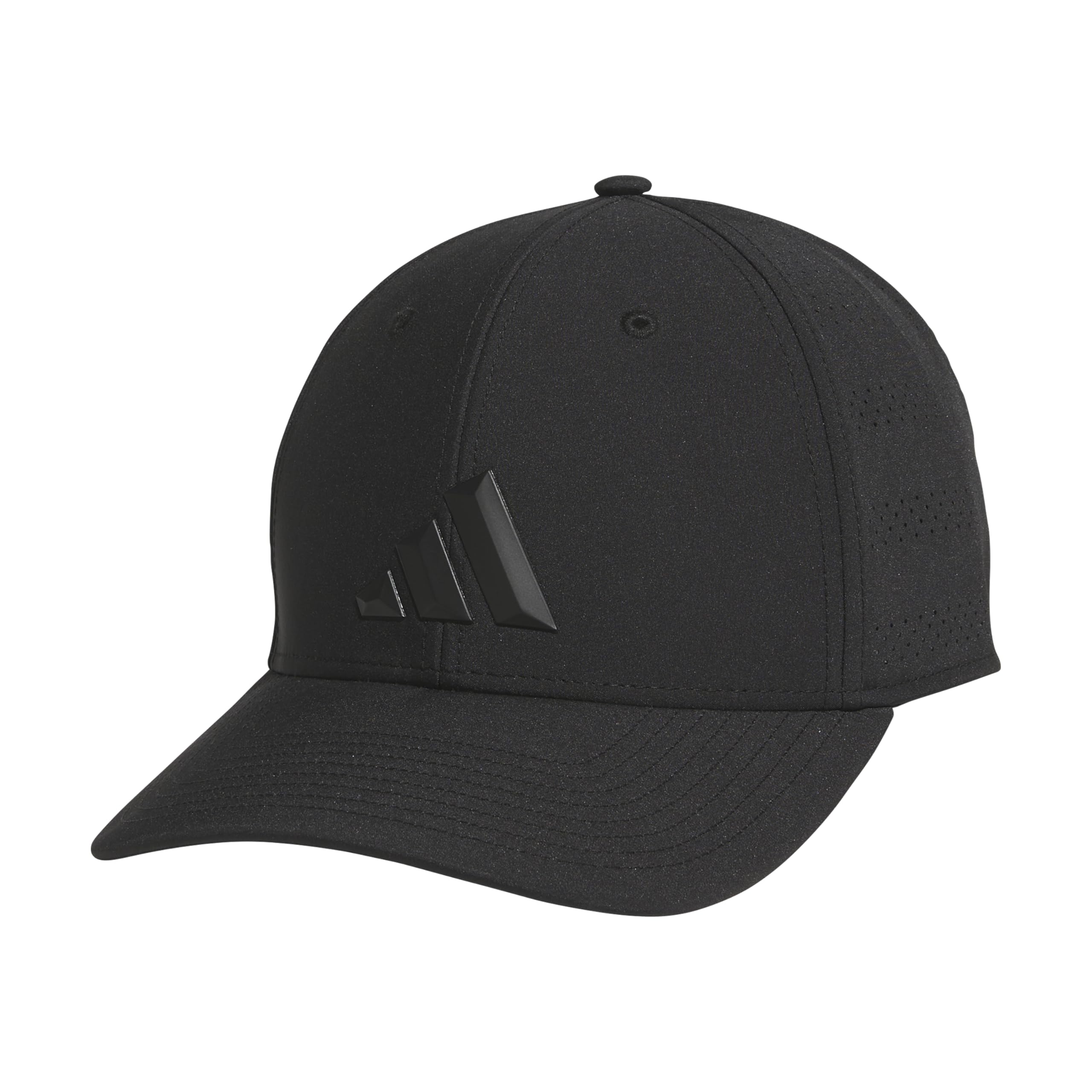 adidas Men's Gameday Stretch Fit Hat – Athletic Structured Baseball Cap, Black/Black/5, S/M