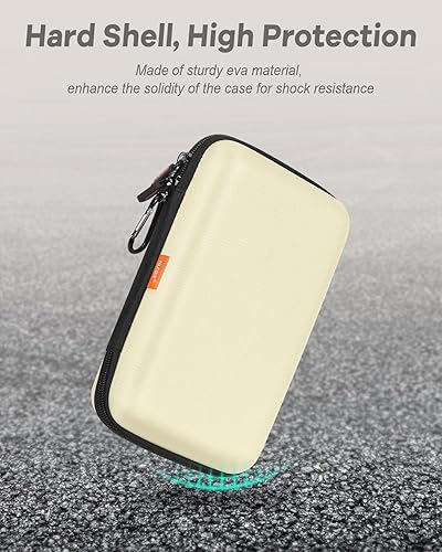 Miniatura 6 de Funda rígida beige para organizador de accesorios electrónicos, funda de transporte rígida a prueba de golpes para banco de energía, disco duro