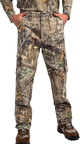 Realtree Men's Camo Hunting Pants, Durable Cargo Pants with 6-Pocket, Slim Fit, Men's Outdoor Pants, Size S-5X