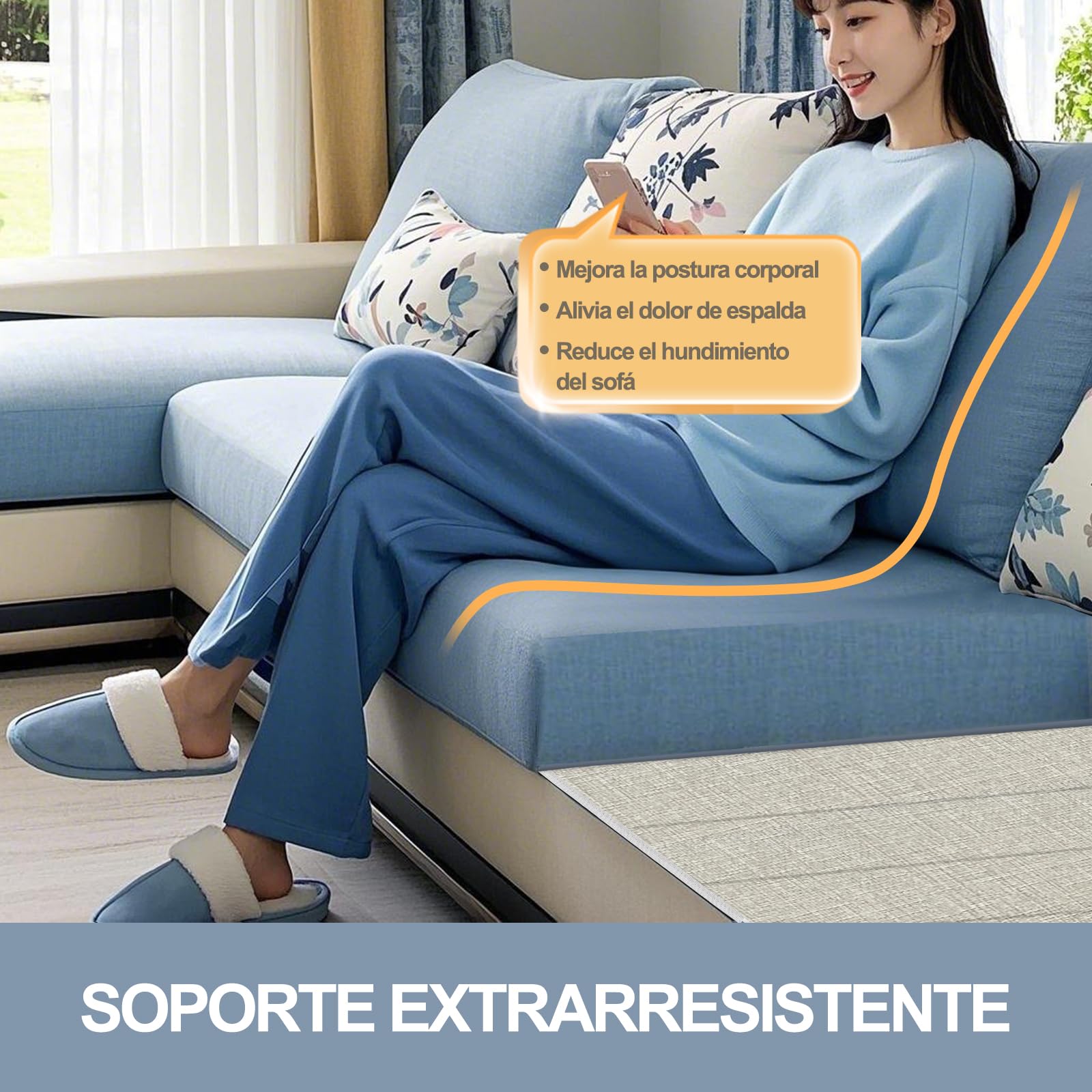 Coussin de soutien pour canapé d'assise affaissé, 60 x 170 cm, pliable, pièce de rechange, en bois, pour la plupart des canapés 3 places, beige