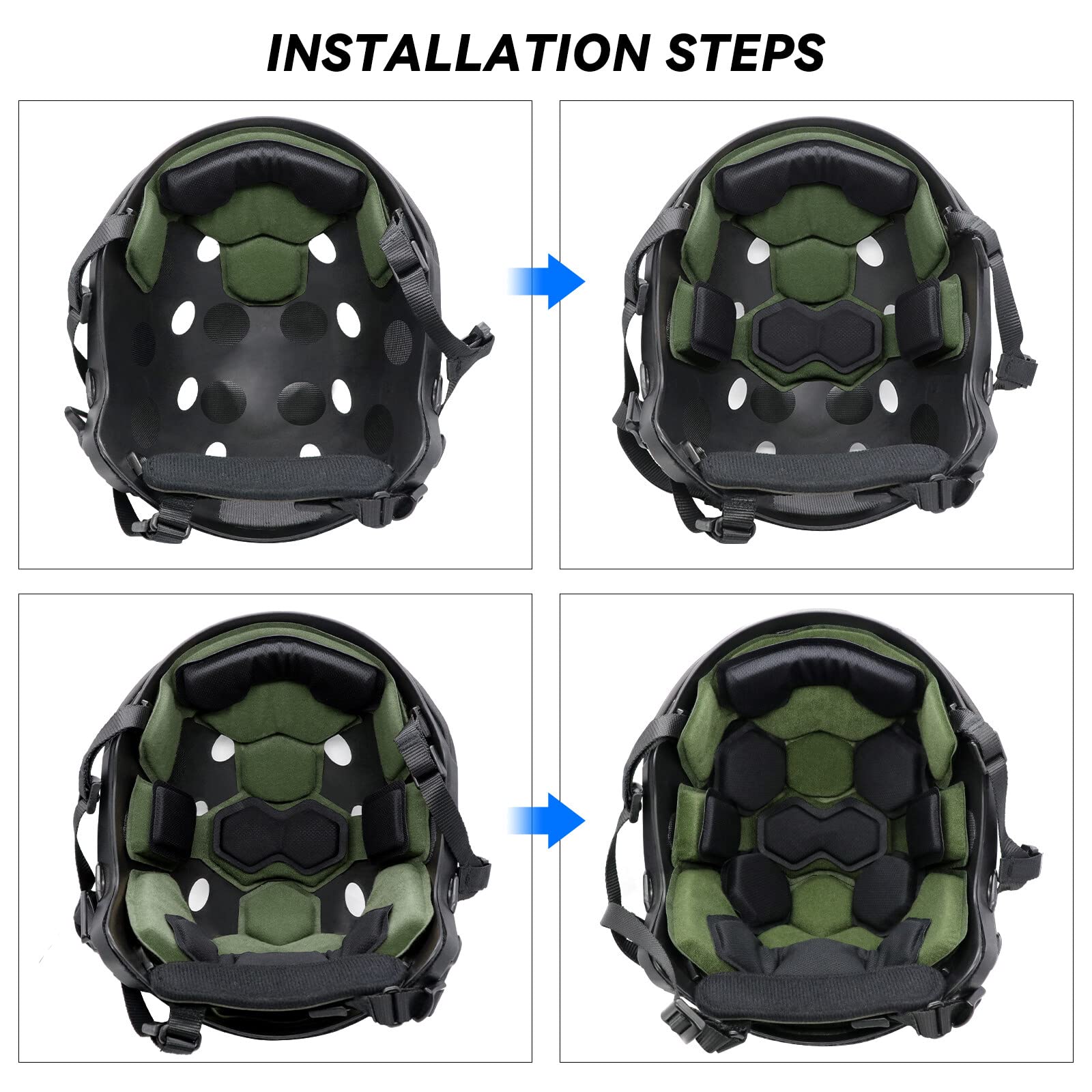 Tactical Helmet Pads, universale sostituzione casco interno memoria schiuma imbottitura protettiva Mat per ACH MICH FMA EXF moto casco