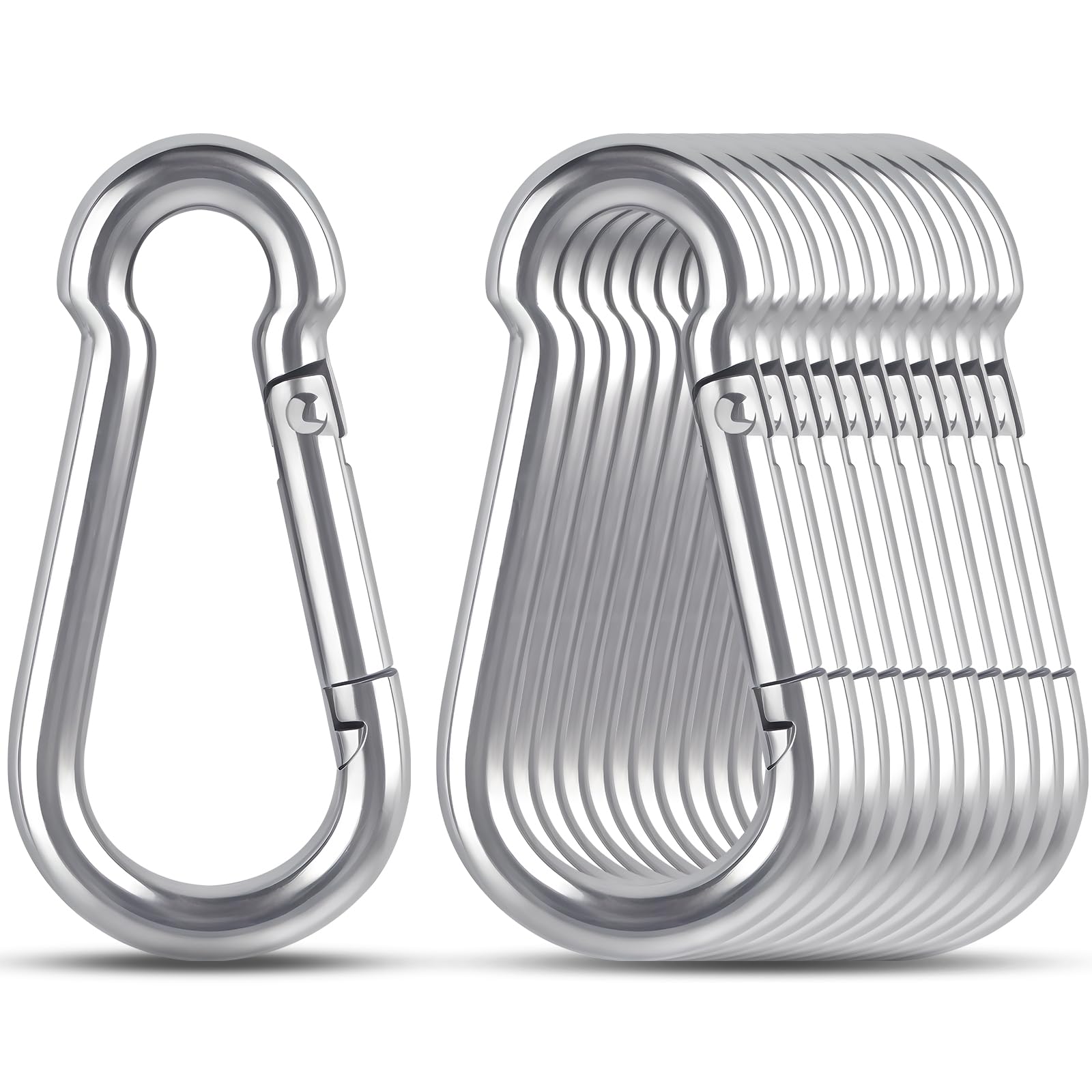 KATUMO 2 Inch Carabiner Clip, 304 Stainless Steel Spring Snap Hook, 207LBS Holding Capacity Quick Link Clip, Small Metal Clips for Key Chain Flag Dog Leash Camping Hiking Fishing Hanging