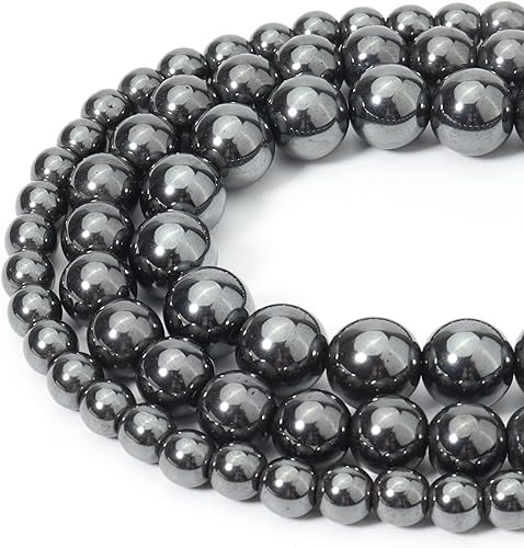 Miniatura 4 de 45 cuentas de hematita negra natural de 0.315 pulgadas (0.315 in) con cristal curativo energético, cuentas redondas de piedra sueltas para
