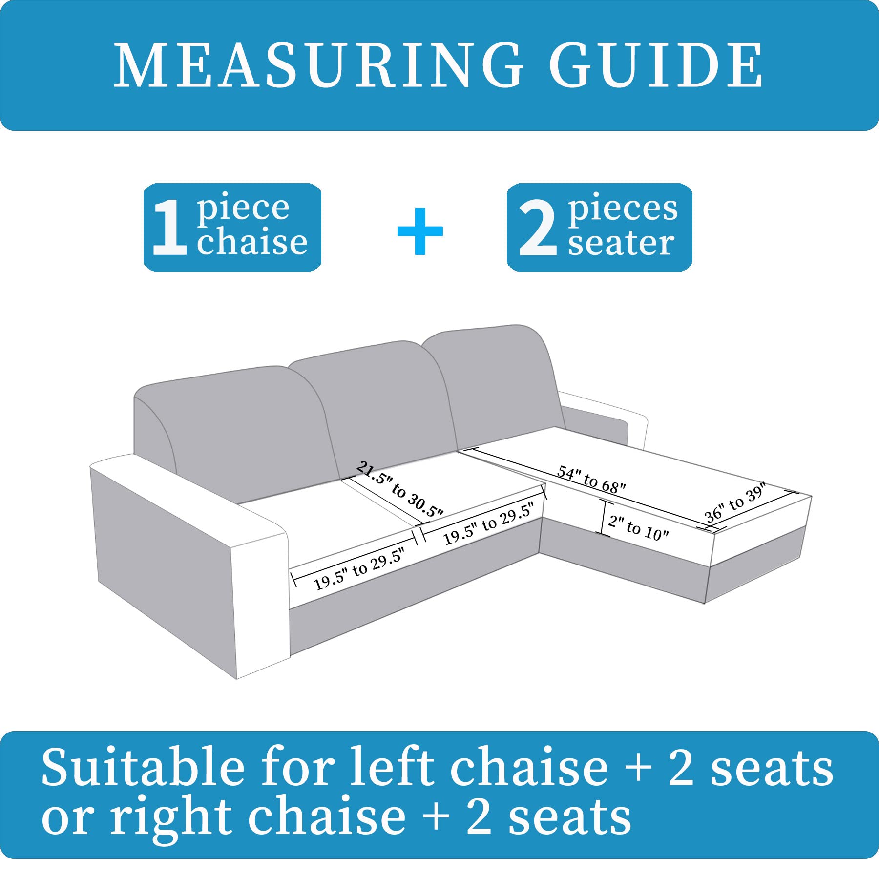 MINJIATEX Sectional Couch Covers l Shape 3 Pieces Washable Chaise Couch Covers for sectional Sofa l Shape,Stretch Sectional Sofa Covers for Dogs Pets Protector Furniture (Grey, 2 Seater + 1 Chaise)