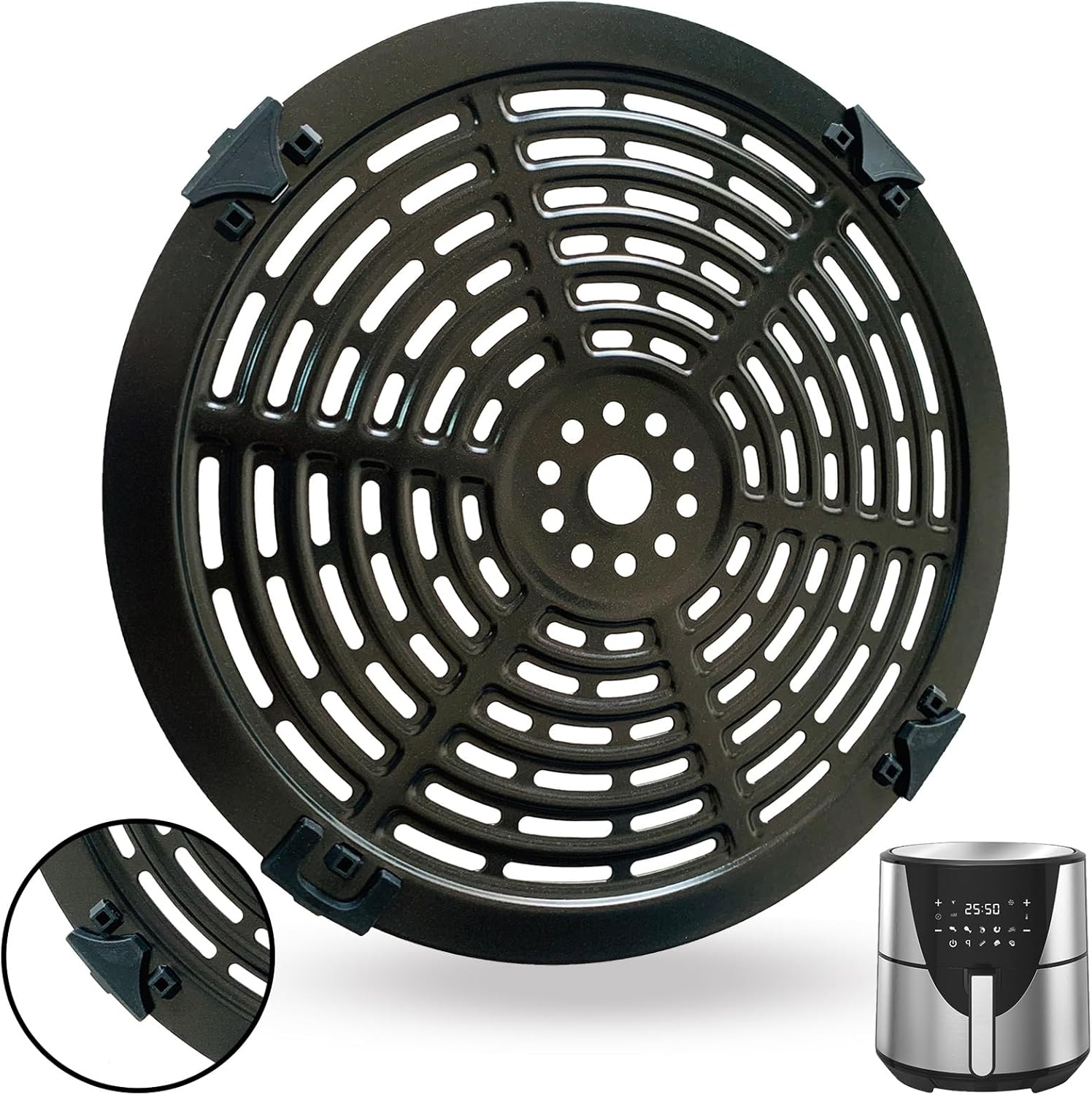 8QT Air Fryer Grill Pan for BELLA Pro Series 8QT Air Fryers, Premium Air Fryer Grill Crisper Plate Tray Rack Insert Grate Grid Shelf for 8 Quart Bella Air Fryers, Nonstick, Dishwasher Safe