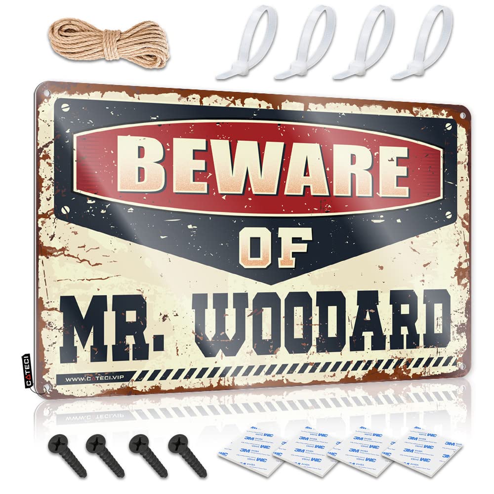 Tin Signs Funny Vintage Beware Of Mr. Woodard Tin Sign Beer Signs For Man Cave Retro Signs(30X40CM)