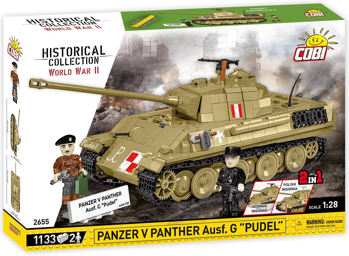 COBI Historical Collection Panzer V Panther AUSF. G Pudel Tank Building Set, 1133 Pieces