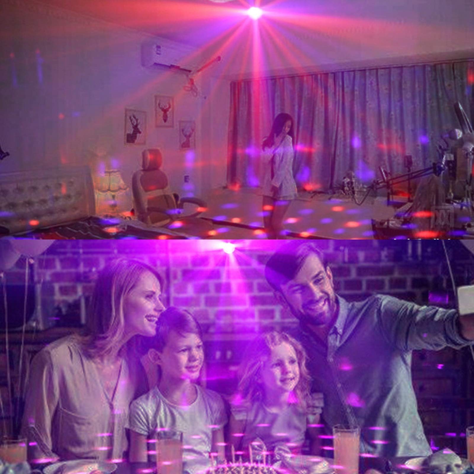 mini Luci Discoteca Con Batteria Ricaricabile LED Colorate Palla 15 colori Effetti Luce Musica Attivata Strobo Luce da Palco con Telecomando per DJ, Bar, Club, Festa, Car, Regalo