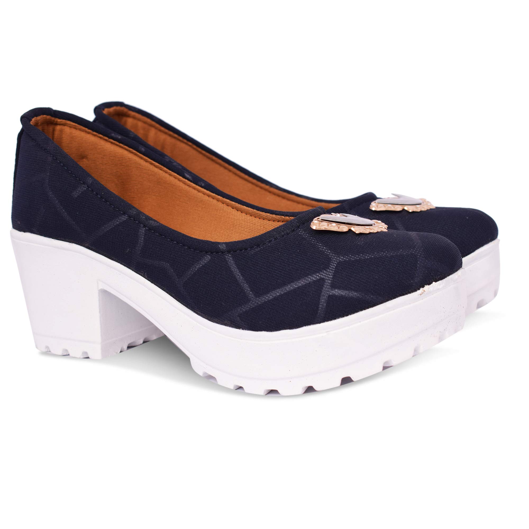 KRAFTER Grey Women Stylish Pump Block Heel Slip On Bellies-UK-3 (B07VX51R9Y) Amazon Price History, Amazon Price Tracker
