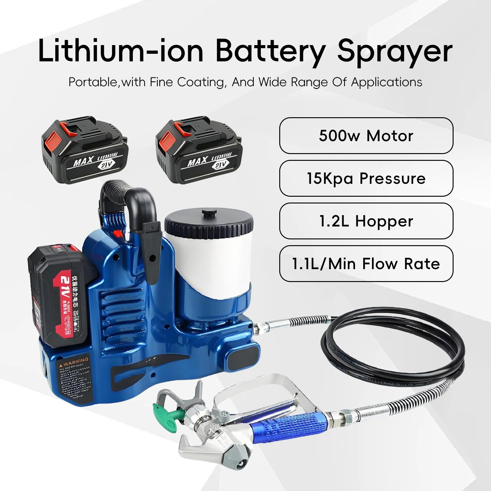 Máquina de Pintar Airless Inalámbrica, Pistola Pulverizadora Portátil 2Battery