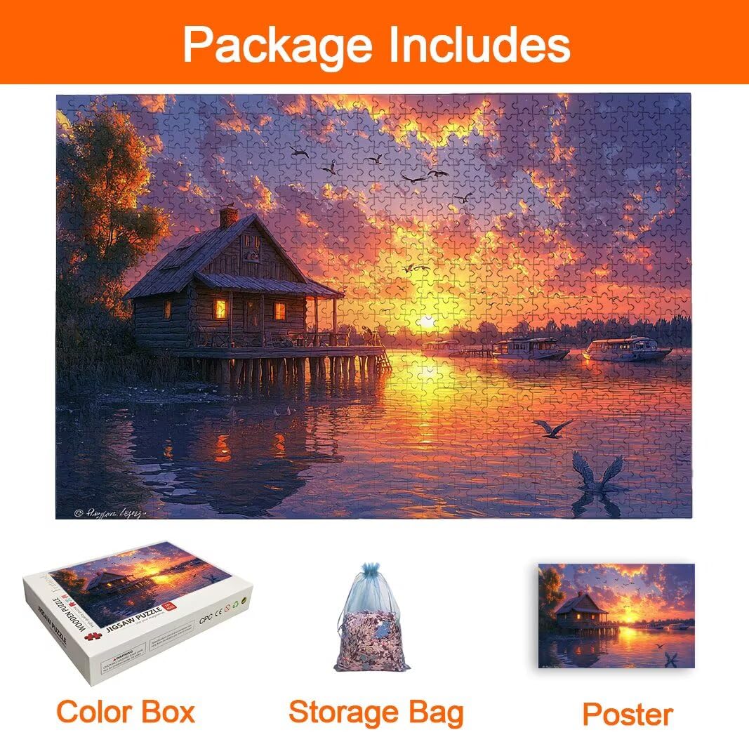 Puzzle Lago, Puzzle 1000 Pezzi Adulti per Decor, Regalo Donna/Uomo -8358
