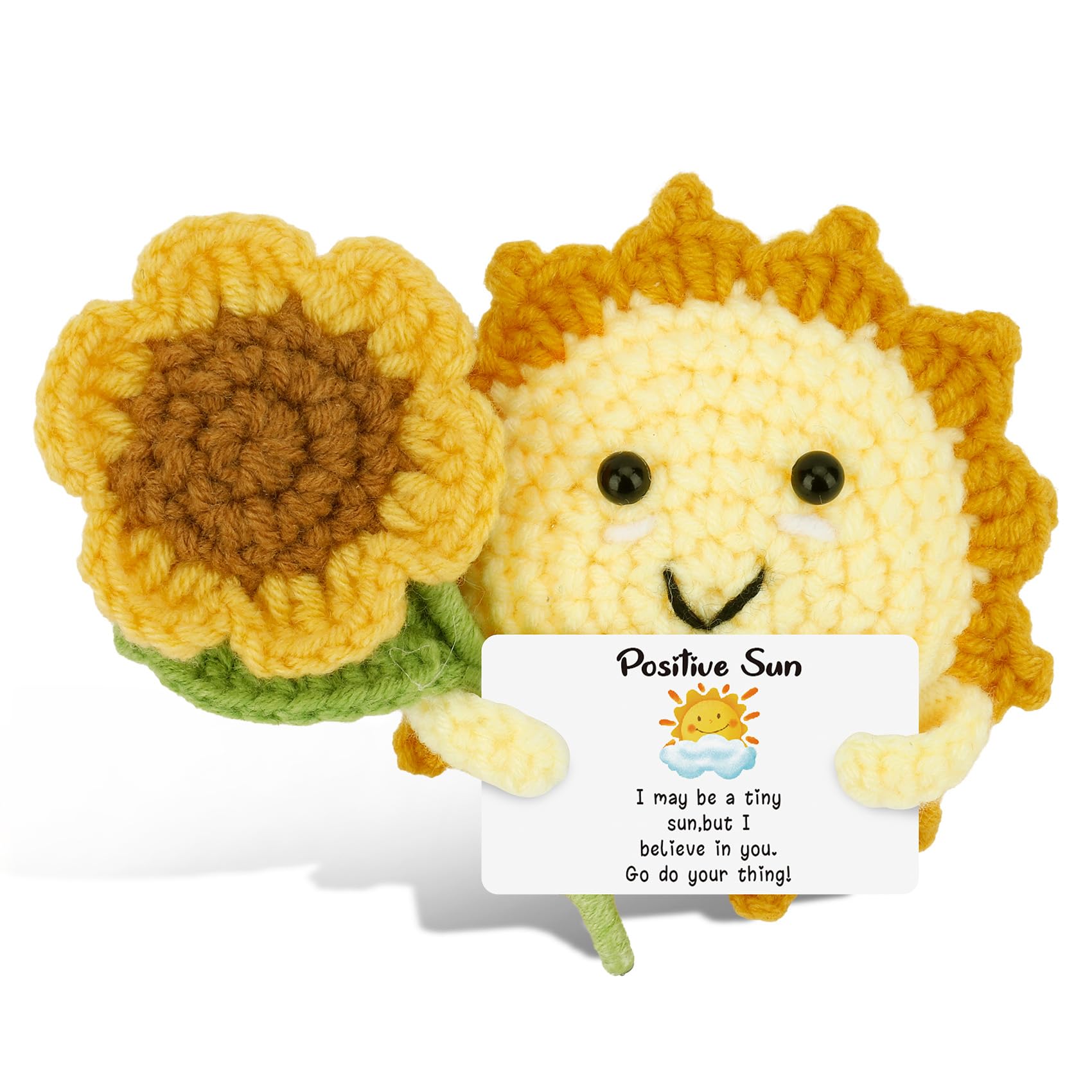 Fodfgxf Spiritual Gifts for Women Crochet Sun with Postive Cards Easter Gifts Affirmation Gift Easter Basket Fillers Inspirational Motivational Positivity Gift for Men Friends Colleagues Daughter Son