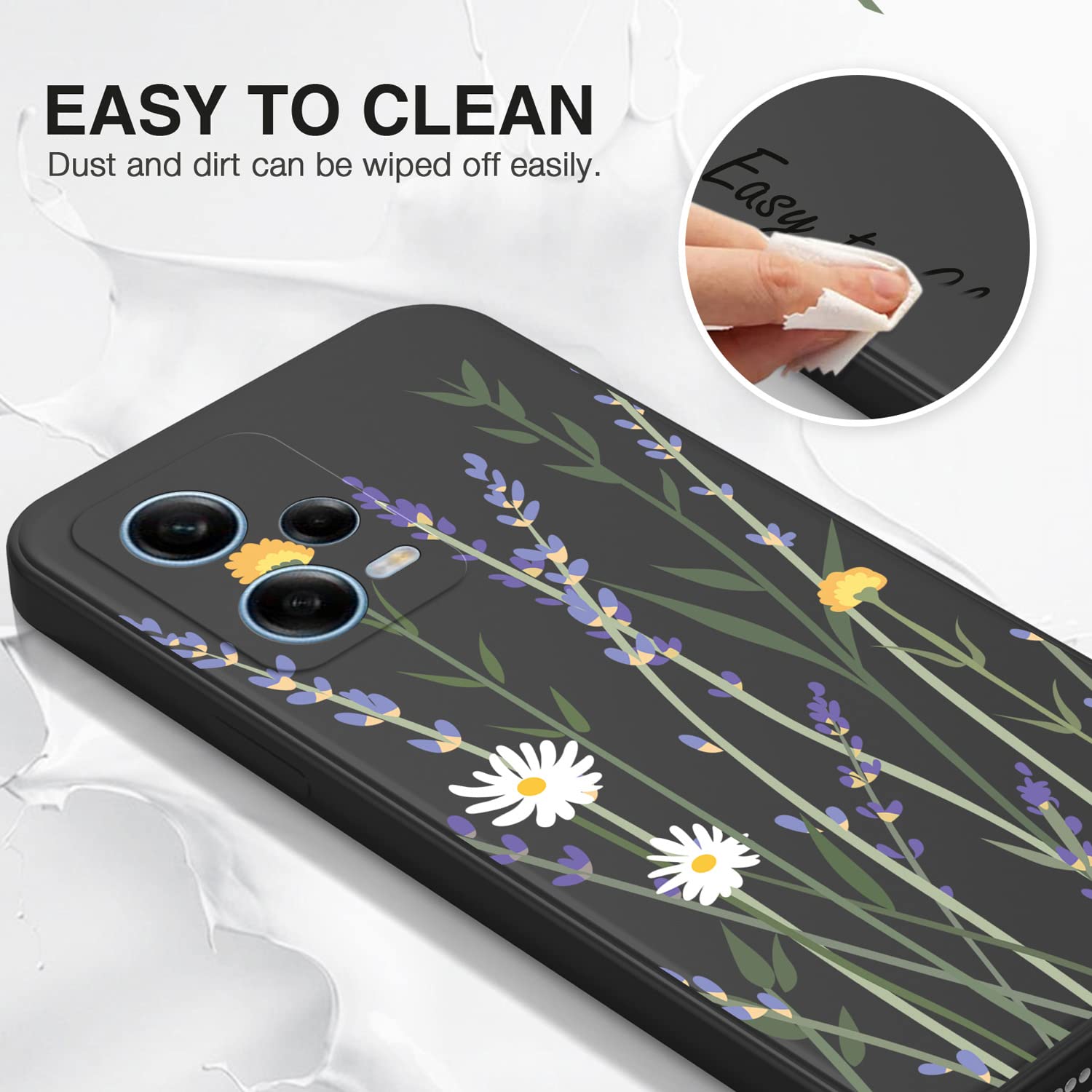XINYEXIN Custodia Morbido Per Xiaomi Poco X5 Pro 5G | Cover In Silicone Liquido Con Motivo Floreale, Ultra Sottile, Viola - 4