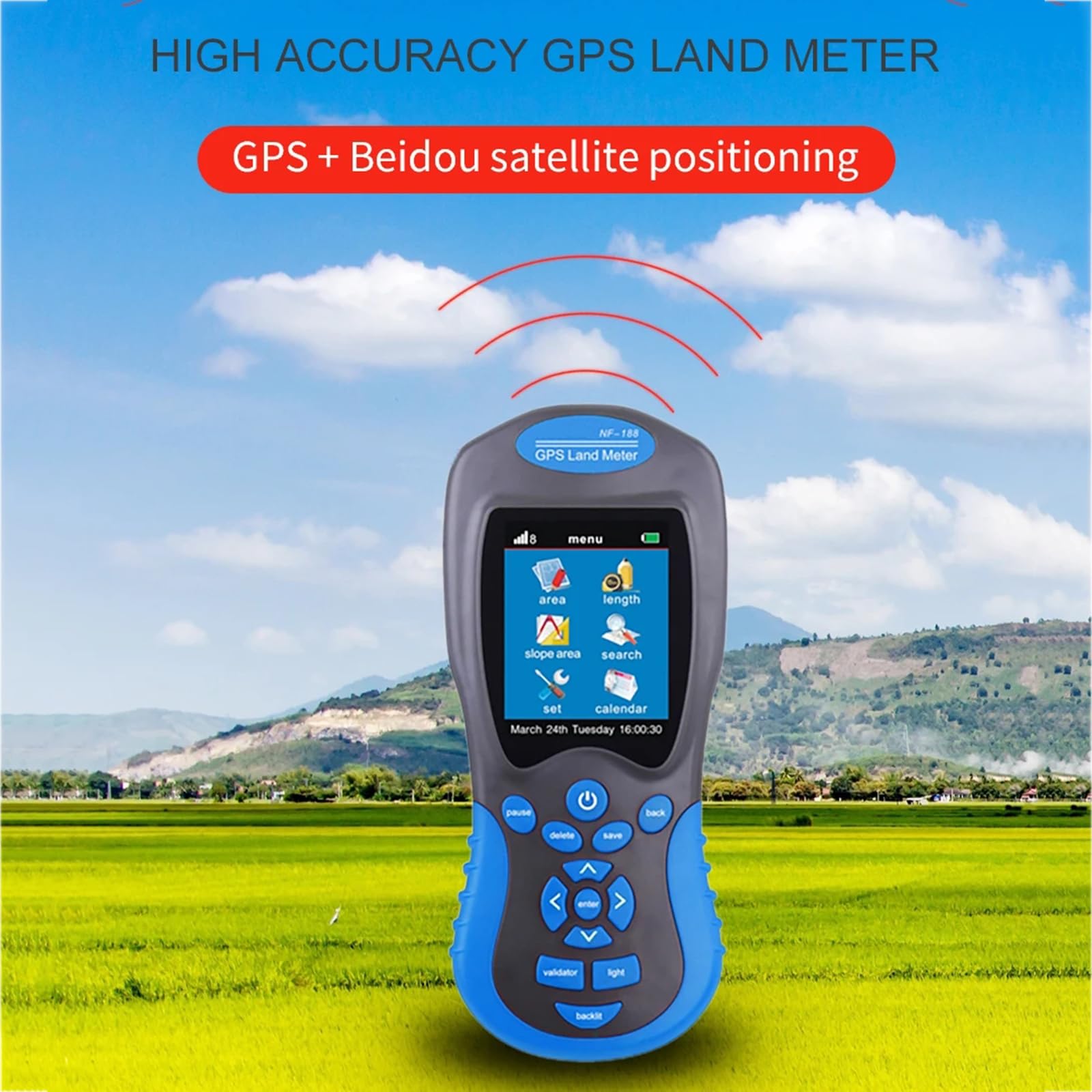 Miernik terenu Ręczny sprzęt do pomiarów GPS Przyrząd do pomiaru terenu GPS do pomiarów geodezyjnych w gospodarstwach rolnych, narzędzie do pomiaru długości obszaru