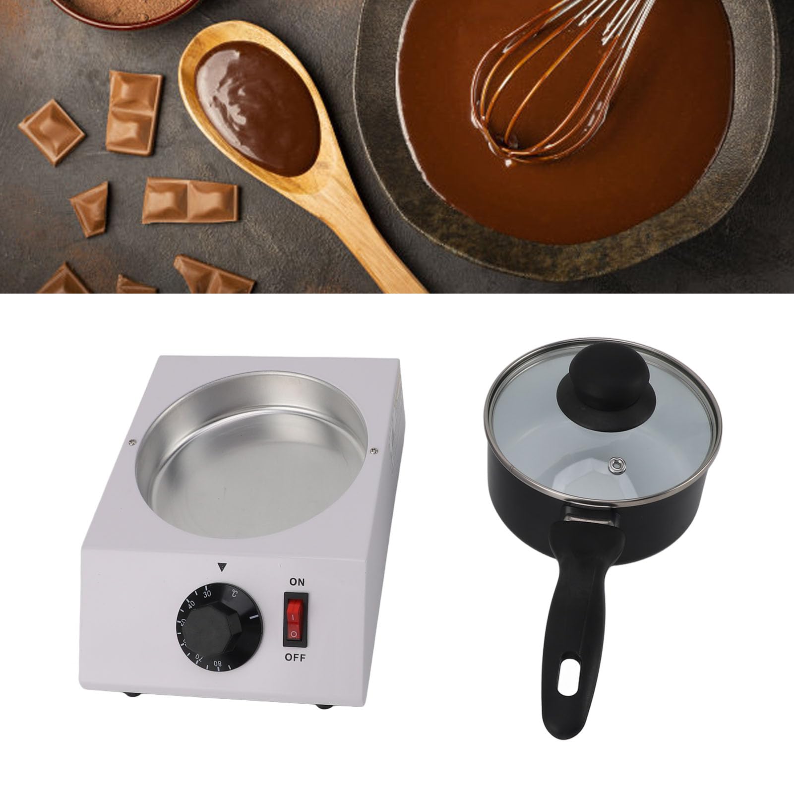Caramelle Melts Pot, antiaderente in alluminio 30-85 ℃, scaldino elettrico per fonduta di cioccolato, per immergere, piovigginare, decorare fragole