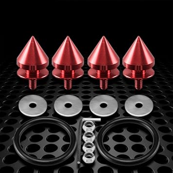 JDMBESTBOY JDM Red Spiked Quick Release Fasteners for Car Bumpers Trunk Fender Hatch Lids Kit from
