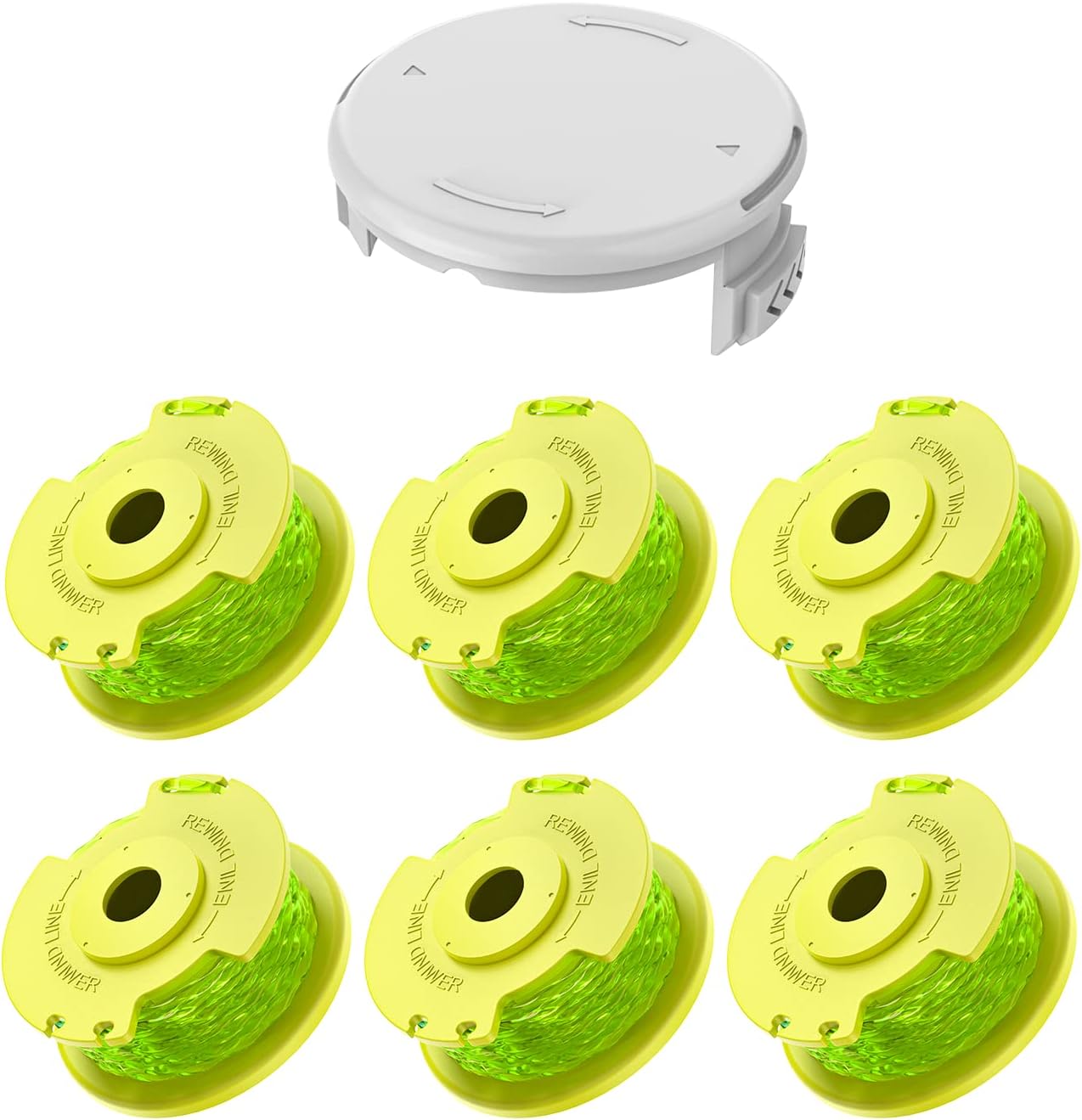Weed Wacker String Compatible with Ryobi One Plus+ AC80RL3, 0.08'' String Trimmer Refill Line,Weed Eater String Compatible with Ryobi 18V, 24V, 40V Trimmers(10 Replacement Spools, 2 Trimmer Caps)