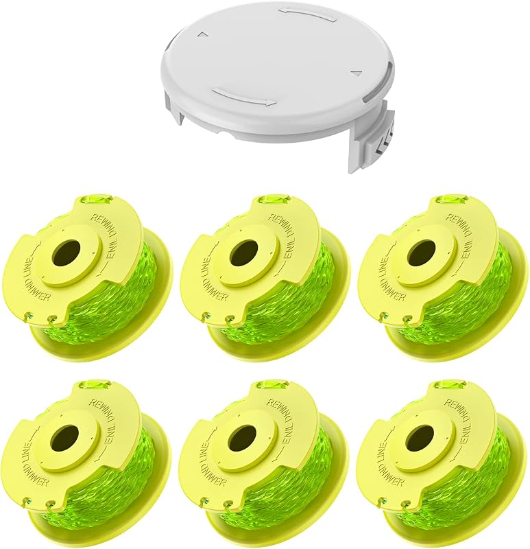 Weed Wacker String Replacement For Ryobi ONE+,AC80RL3 String Trimmer Refill | Auto Feed Pre-loaded Trimmer String Line, 0.080" 66Ft Twisted Line Replacement for Ryobi 18V 24V Trimmers, 6Spools with 1 Cap
