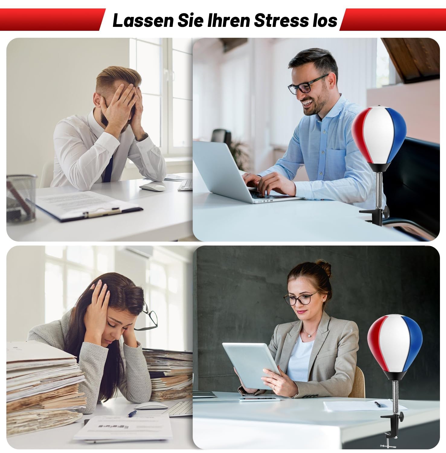 NZQXJXZ Punchingball Tisch, Desktop Boxsack, Büro Punching Ball, Boxsack für den Schreibtisch, Stressabbau mit Schreibtischklemme für Bürotisch und Theken, lustiges Geschenk für Freunde oder Kollegen