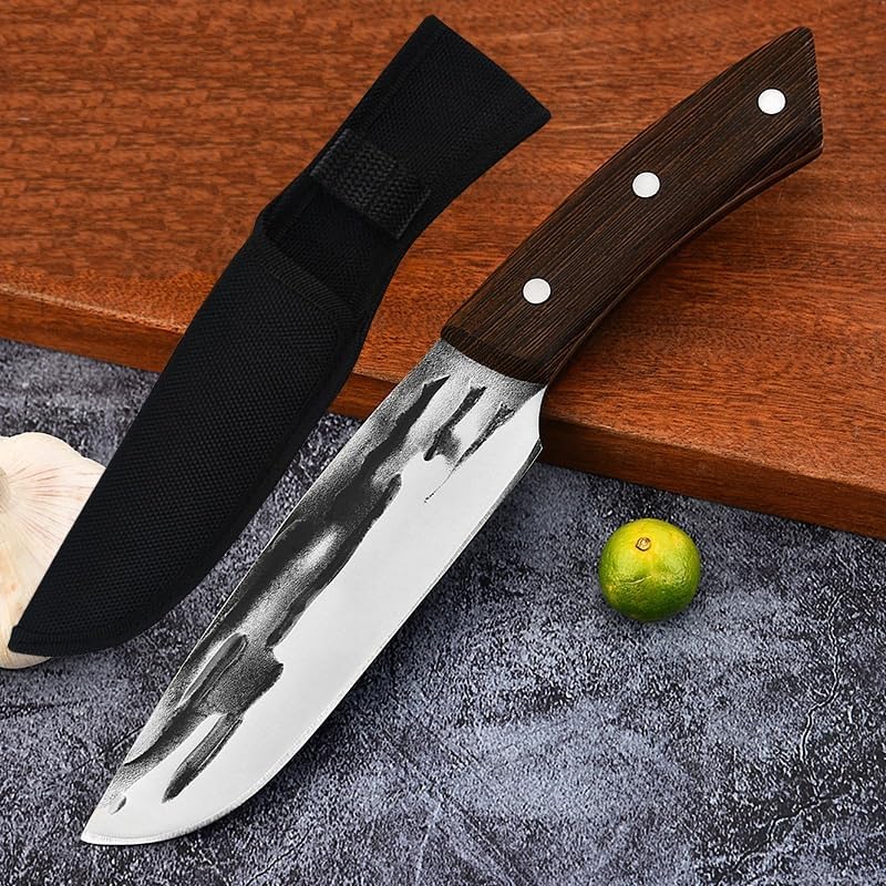 Meat Cleaver,Cleaver Knife Handmade Forged Stainless Steel Kitchen Meat Knives Fish Boning Knife Slaughtering Cleaver Butcher Knives, LAMAJIGA5844