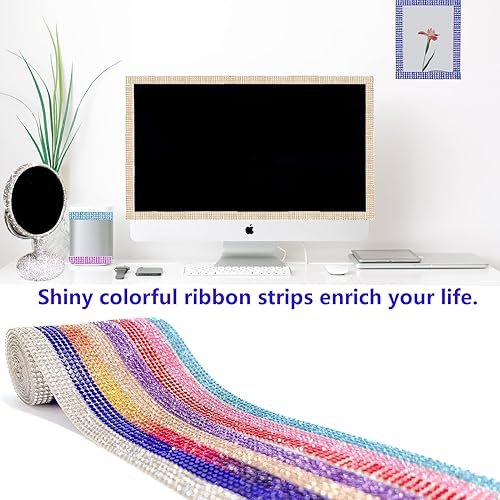 Miniatura 6 de 6 rollos de cinta autoadhesiva con diamantes de imitación de diamantes de imitación, cinta adhesiva para manualidades con diamantes de imitación de