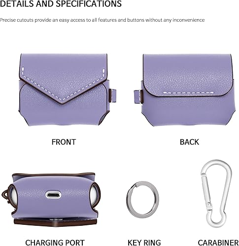 Miniatura 6 de GreedyFarmers - Funda para AirPods Pro con mosquetón de llavero, funda protectora de cuero de primera calidad para carga inalámbrica AirPods Pro,