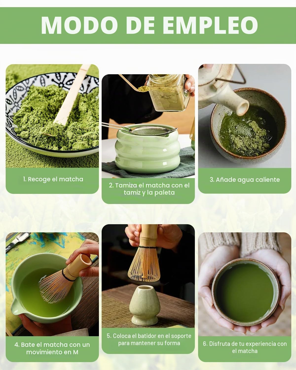 Matcha Kit, 5 Piezas Juego de té Matcha japonés, Cuenco Matcha, Cuchara Tradicional, Contenedor Matcha, Kit de Ceremonia de Matcha Hecho a Mano Para Ceremonia de té japonés Tradicional