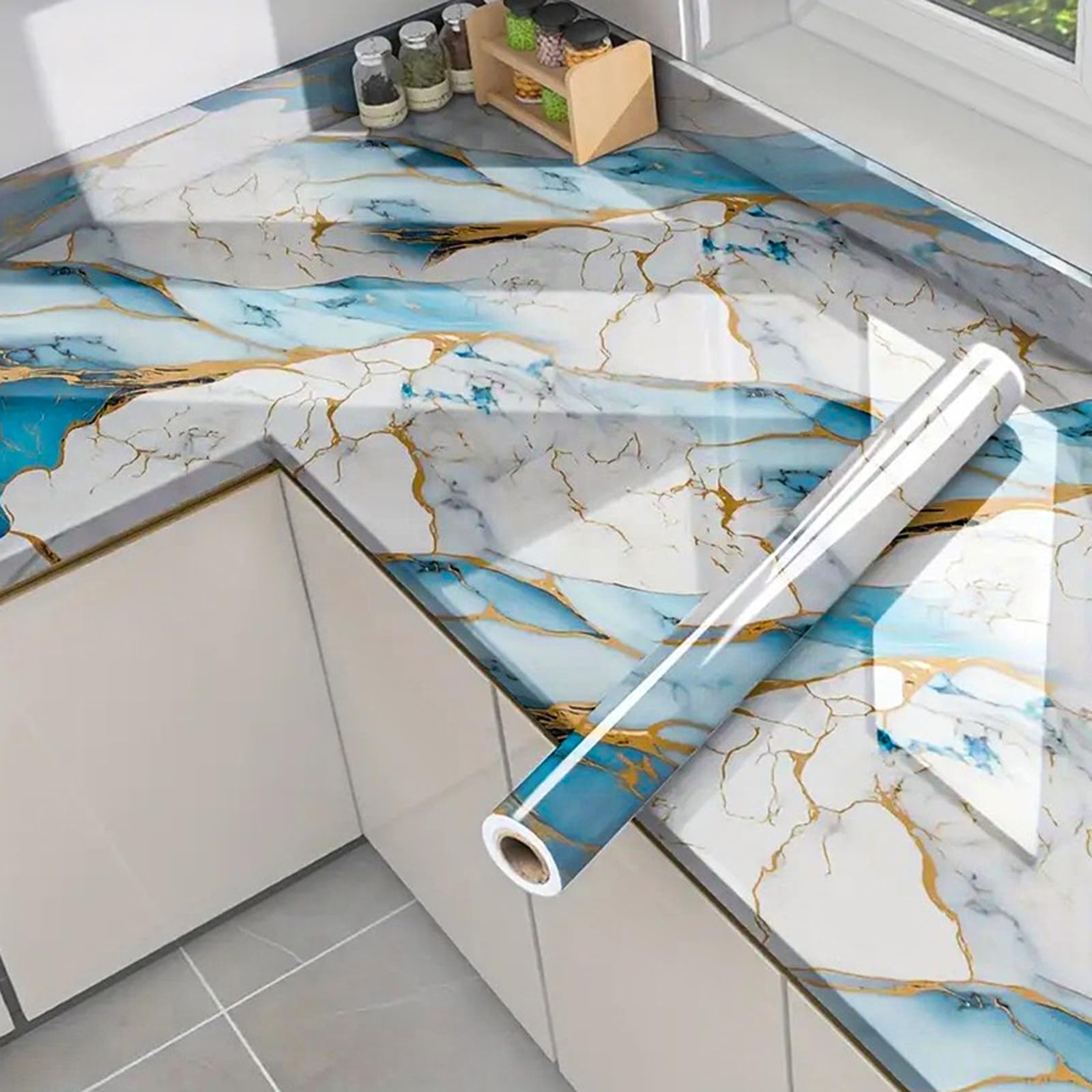 Foelanne Style B Back Self Adhesive Wallpaper, Marble Contact Paper Sticky Back Plastic Self Adhesive Wallpaper Roll Multiple Sizes(,40Cm*10M)