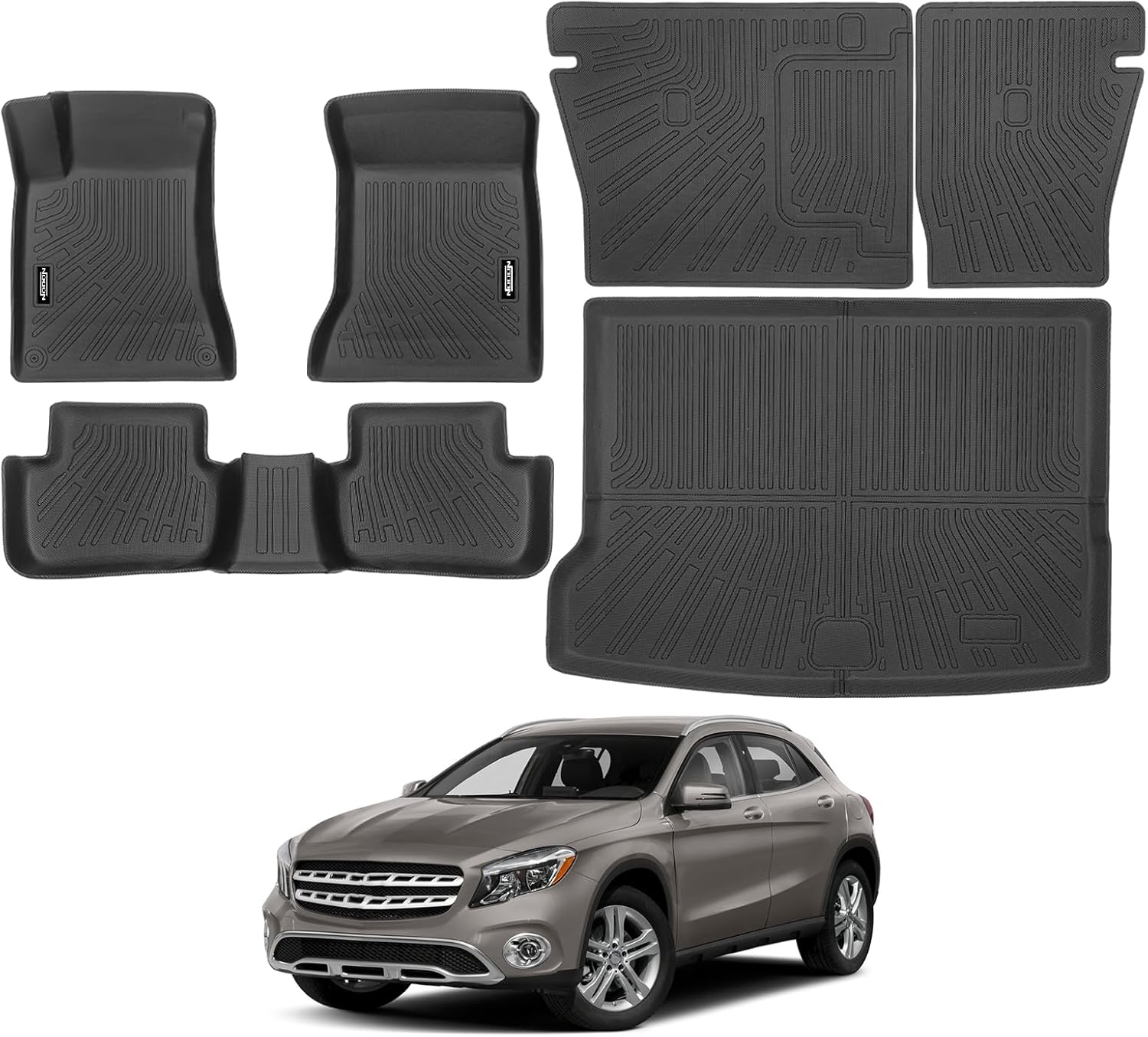 Custom Fit Floor Mats for Mercedes-Benz GLA 250 2013-2019, All Weather TPE Floor Liners with Trunk Mat & Backrest Protectors, Odorless Full Set Interior Accessories