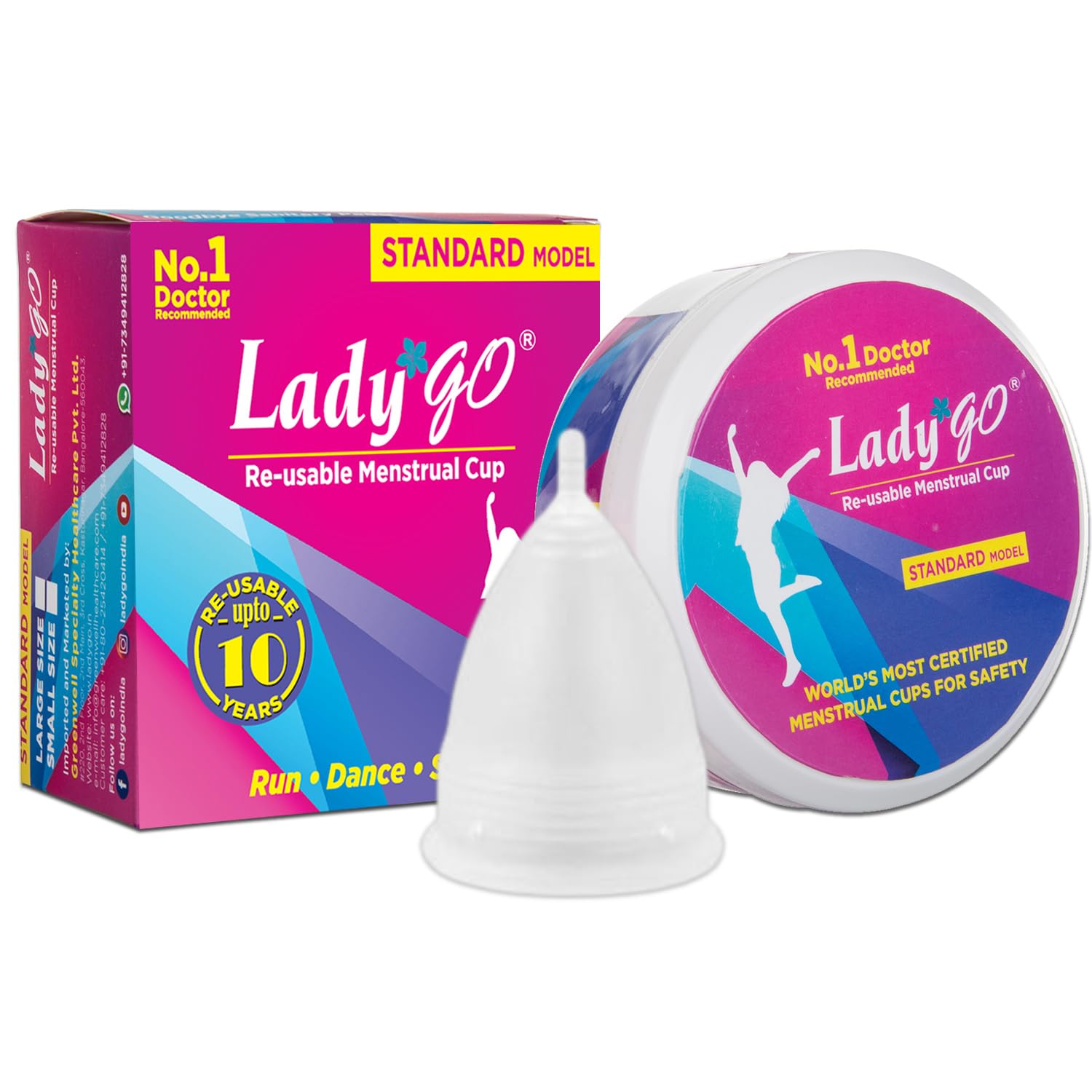 Lady Go Reusable Menstrual Cup - Standard Mode - Small Size (White)