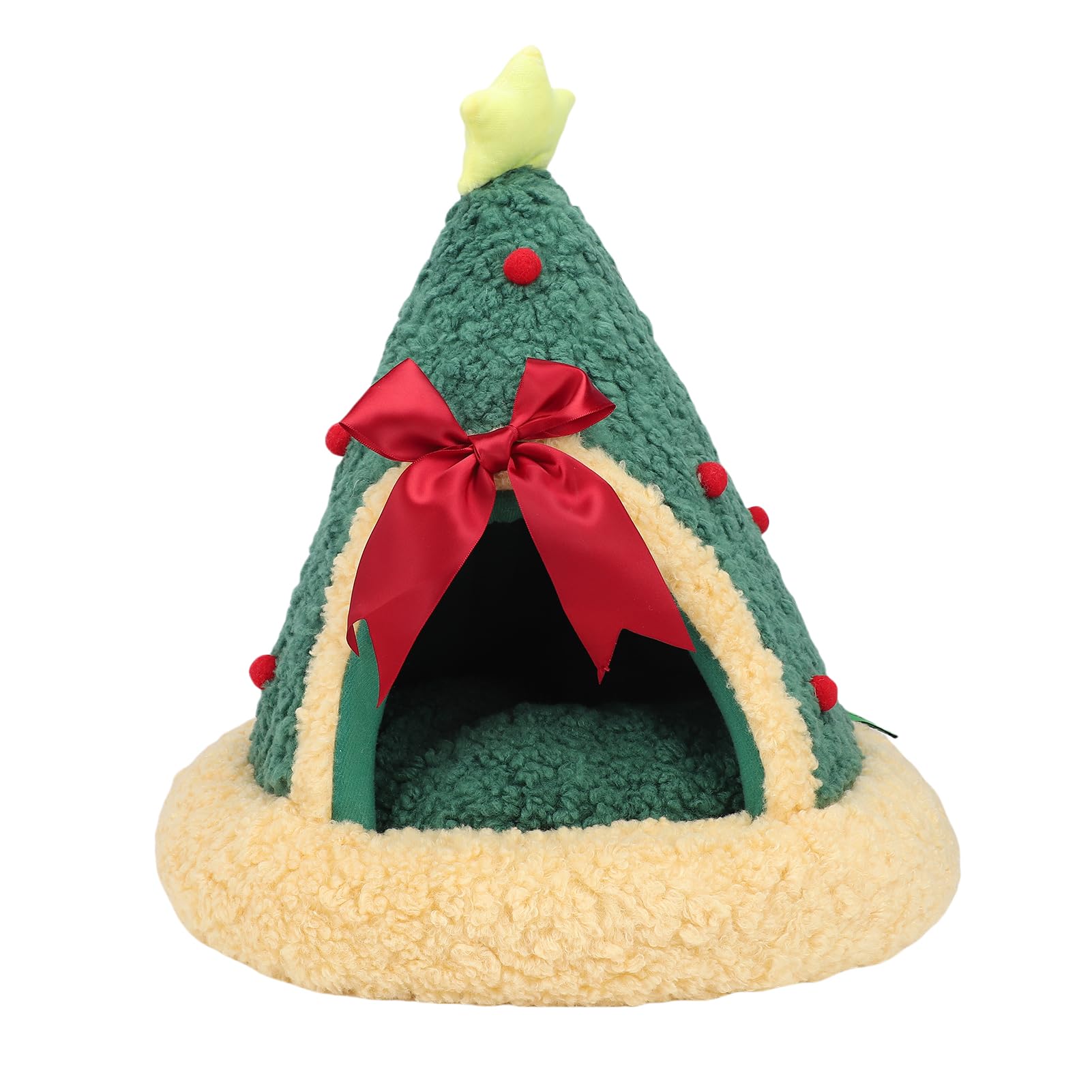 Yosoo Health Gear Cama Cueva para Gatos Sherpa Fleece Carpa para Mascotas Cama para Gatitos 48 X 47,5 Cm Escondite Triangular Semicerrado con Tapete para Gatos y Perros Pequeños Casa del árbol de
