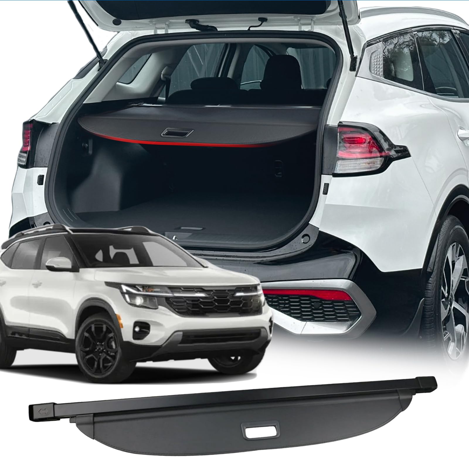 OPS AOTO Cargo Cover for Kia Seltos 2024 Accessories, Retractable Trunk Cover for 2024 Kia Seltos Accessories Privacy Screen Retractable Luggage Security Shield Shade