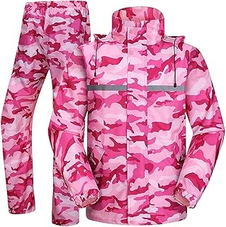 ZHANGZONG Chubasquero Impermeable Chubasquero Mujer Chubasquero Hombre Traje de pantalón Impermeable portátil, Poncho Impermeable Ligero, Unisex adulto7.22(Color:White Pink;Size:3XL)