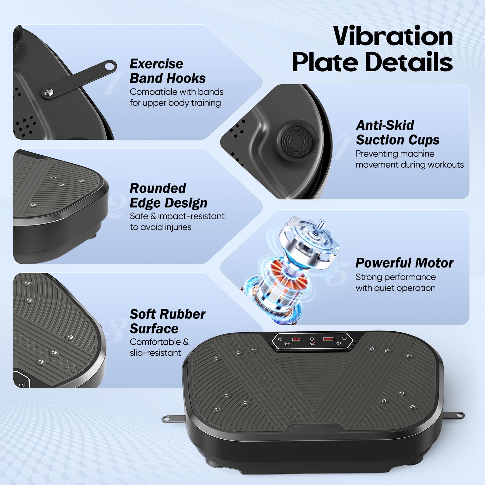 Plataforma Vibratoria, 120 Velocidades Plataforma Vibración Muscular para Musculación y Moldeado,Altavoz Bluetooth y Bandas Elásticas Fitness en Casa para Quemar Grasa y Adelgazar