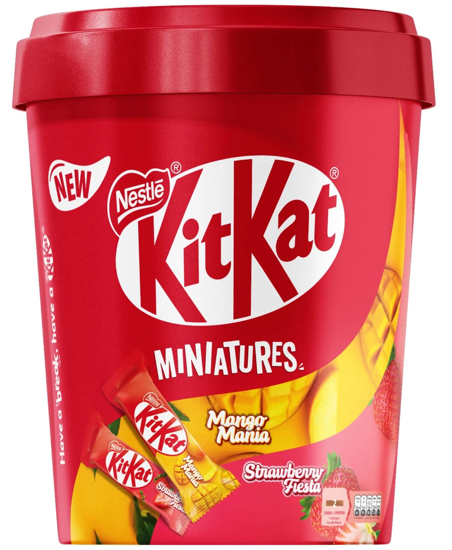 KitKat Miniatures Mango Mania and Strawberry Fiesta Chocolate Wafer Summer Bundle Bars, 74g Tub 7 Individual, (From Malaysia) By DECADENT FOODS-image-4