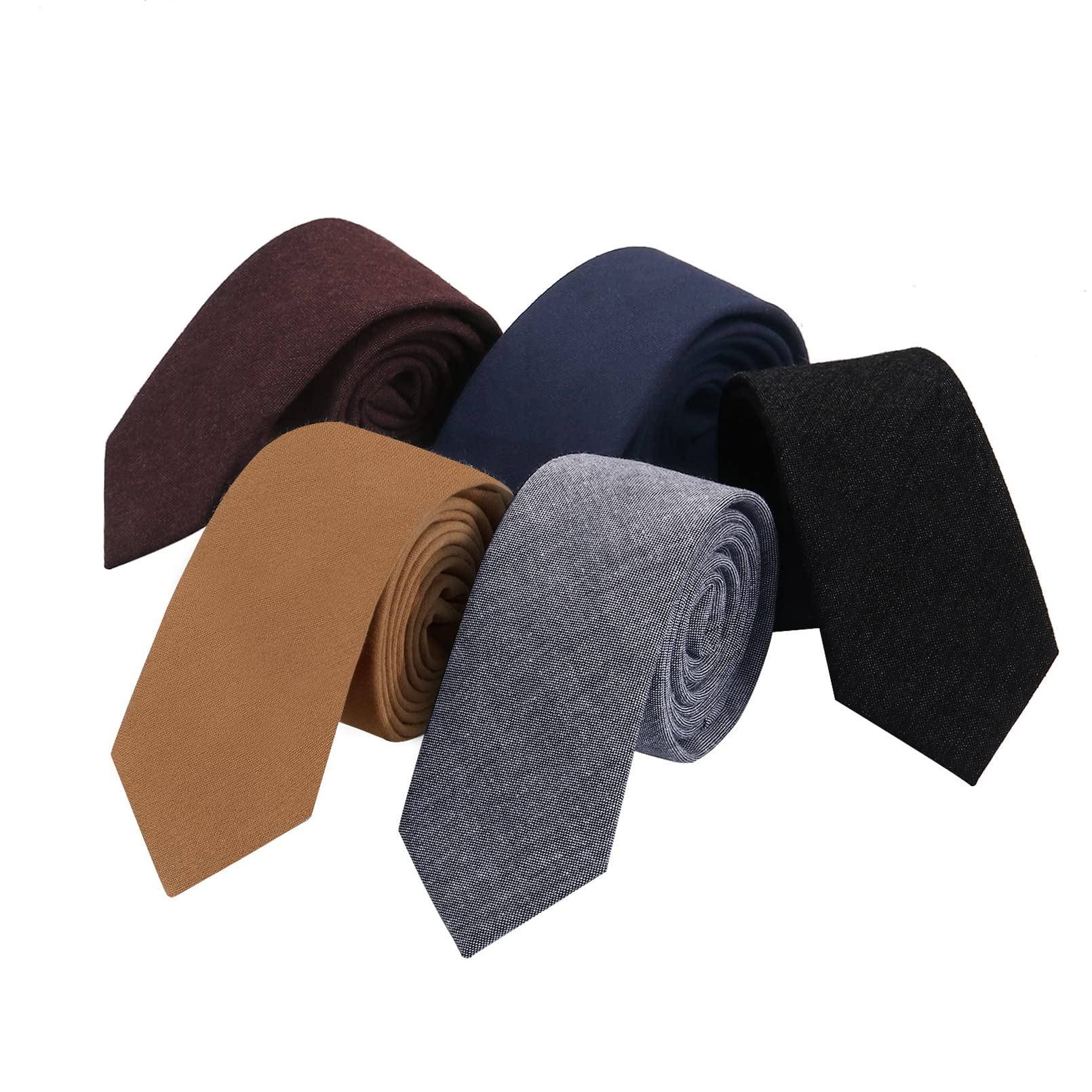 HOULIFE Ties for Men, Solid Mens Tie, Cotton Stripe Skinny Ties for Men, Slim Men’s Neckties for Wedding Party