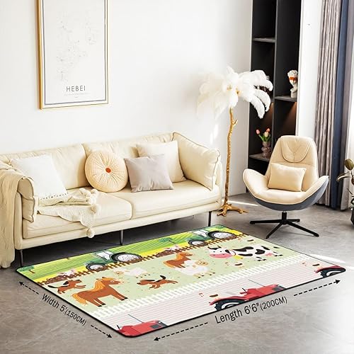 Miniatura 2 de Juego de alfombras de sala de estar de animales de granja para linda vaca, caballo, oveja, alfombra de área de 5 x 7 pulgadas, decoración de