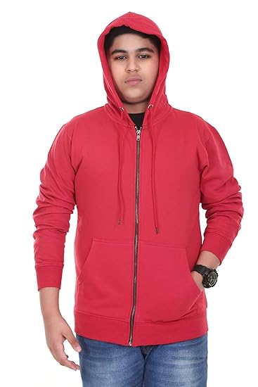 MUKHAKSH (Pack of 1 Boys Winter Woolen Warm Fleece Red Zipper Hoodie Jacket