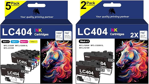 Compatible LC404 Ink Cartridges for Brother Printer MFC-J1205W MFC-J1215W 7-Pack, 4BK/C/M/Y Replacement for Brother MFC-J1205W Ink Cartridges LC 404 XL LC-404 LC404BK LC404C LC404M LC404Y